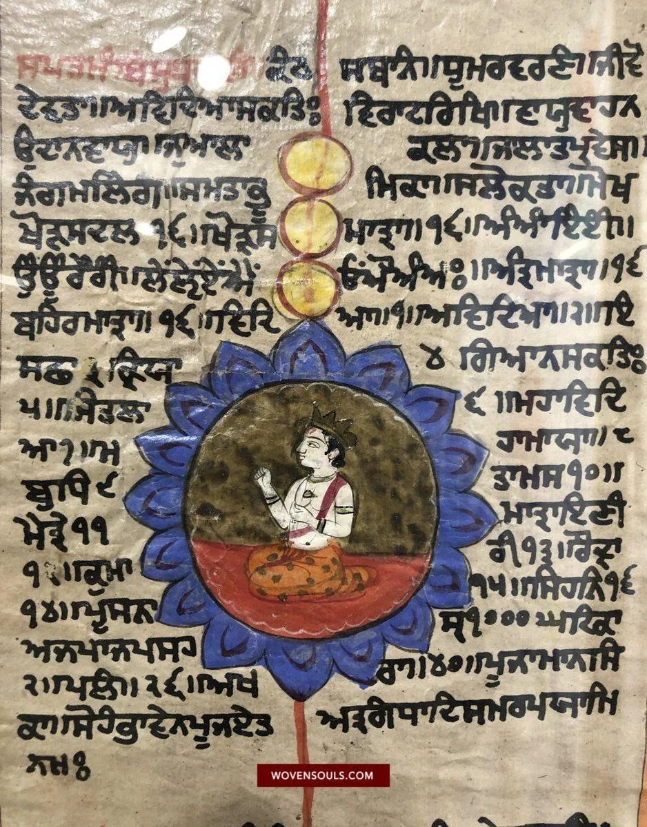 1386 Old Sikh Art - Painted Manuscript with Gurmukhi Script