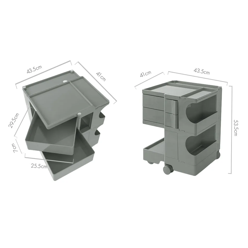 3 Tier Bedside Table Organizer Grey