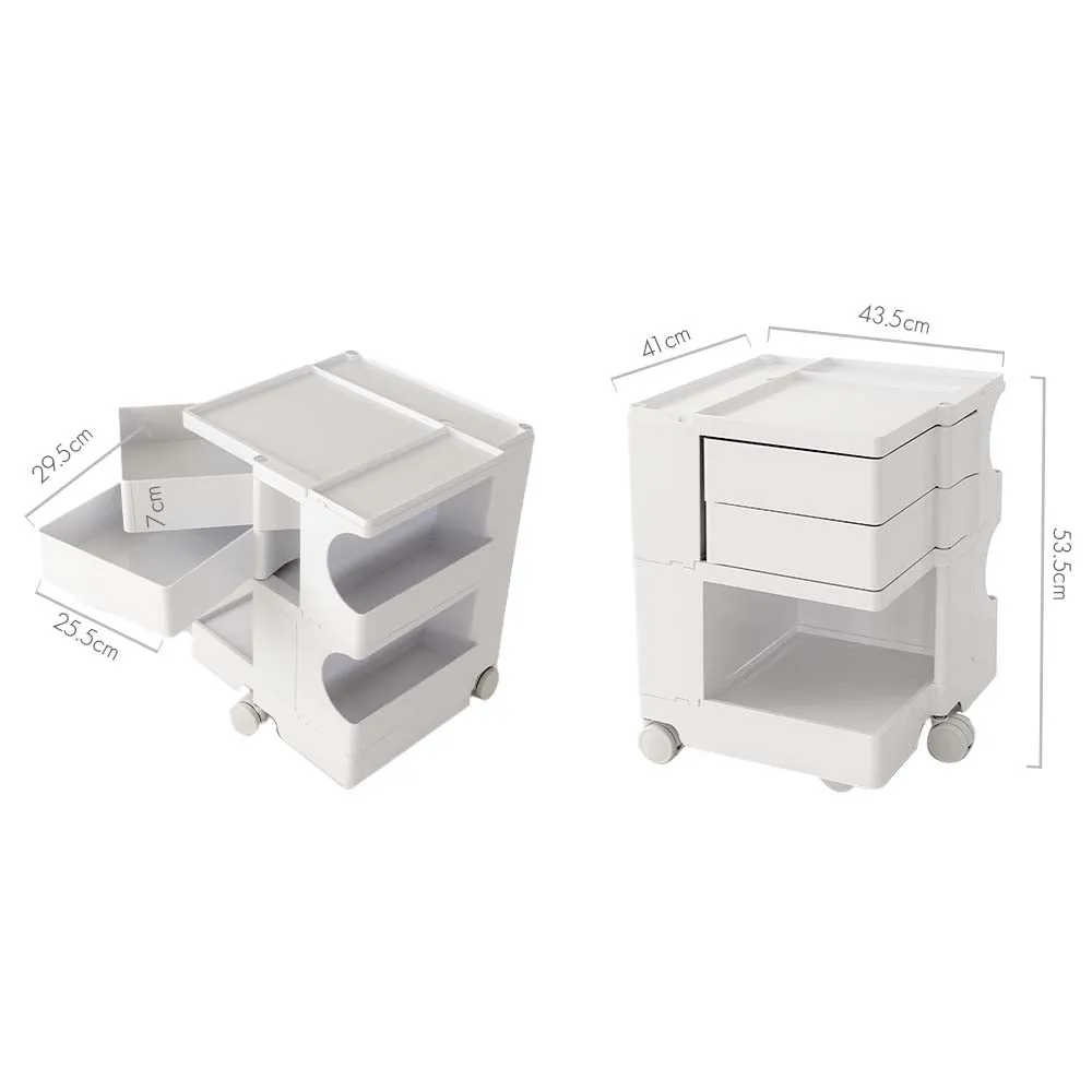 3 Tier Bedside Table Organizer White