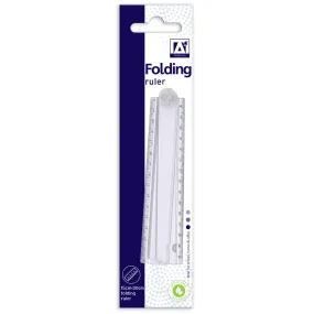 30cm Clear Folding Ruler - Portable Compact School Office On-the-Go Measurements