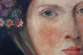 A Fine & Large c.1840 Naïve School Portrait of a Lady