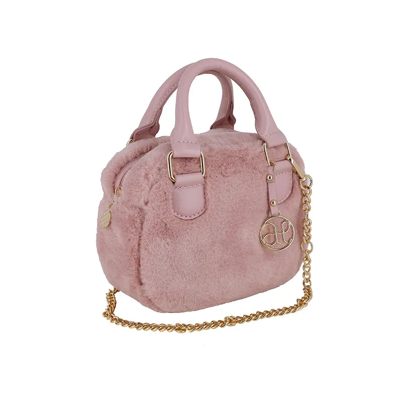 ABE Rose Pink Faux Fur Handbag