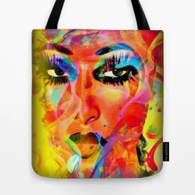 Abstract Girl On Fire Art Printed Tote Bag