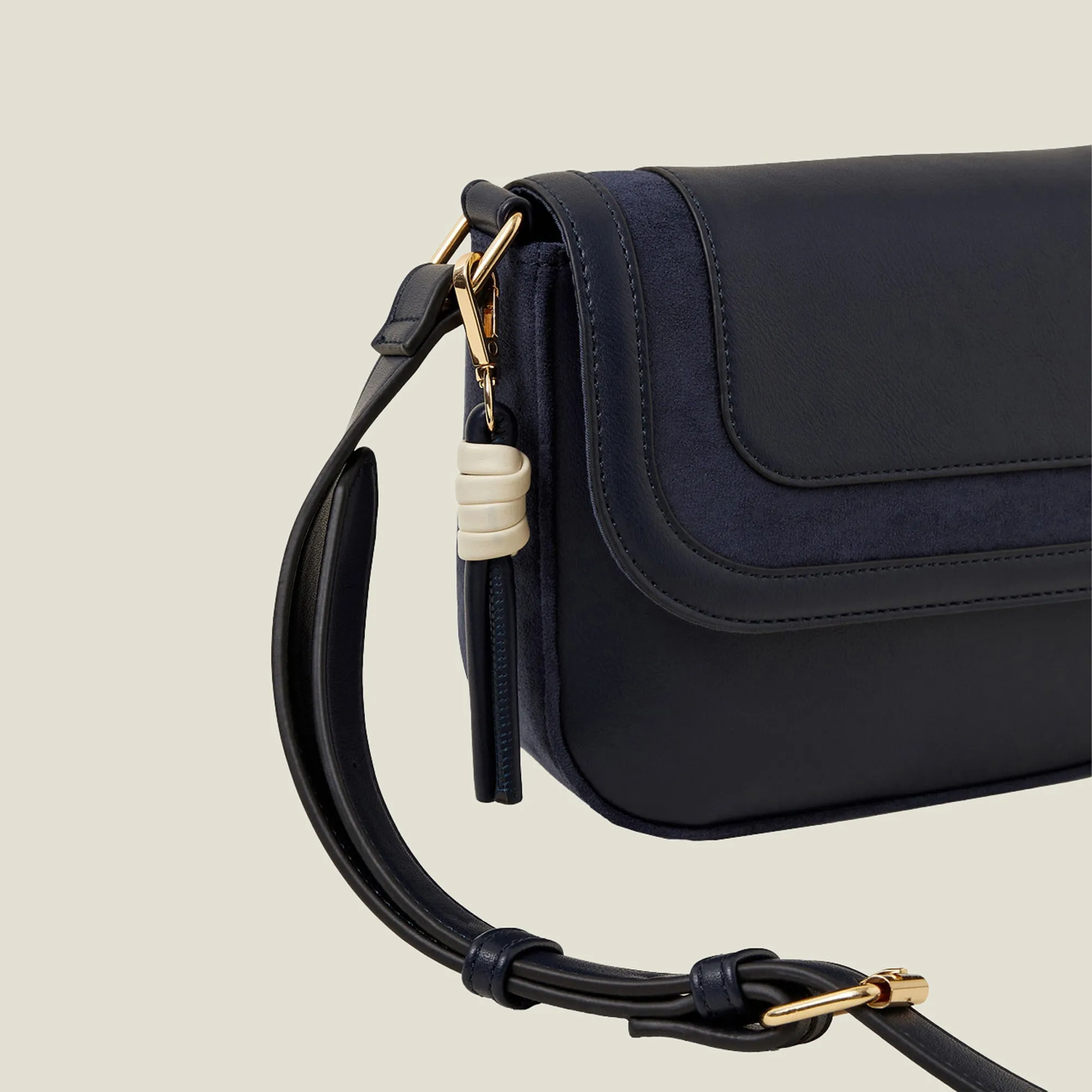 Accessorize London Women's Blue Suedette Flap Sling Bag