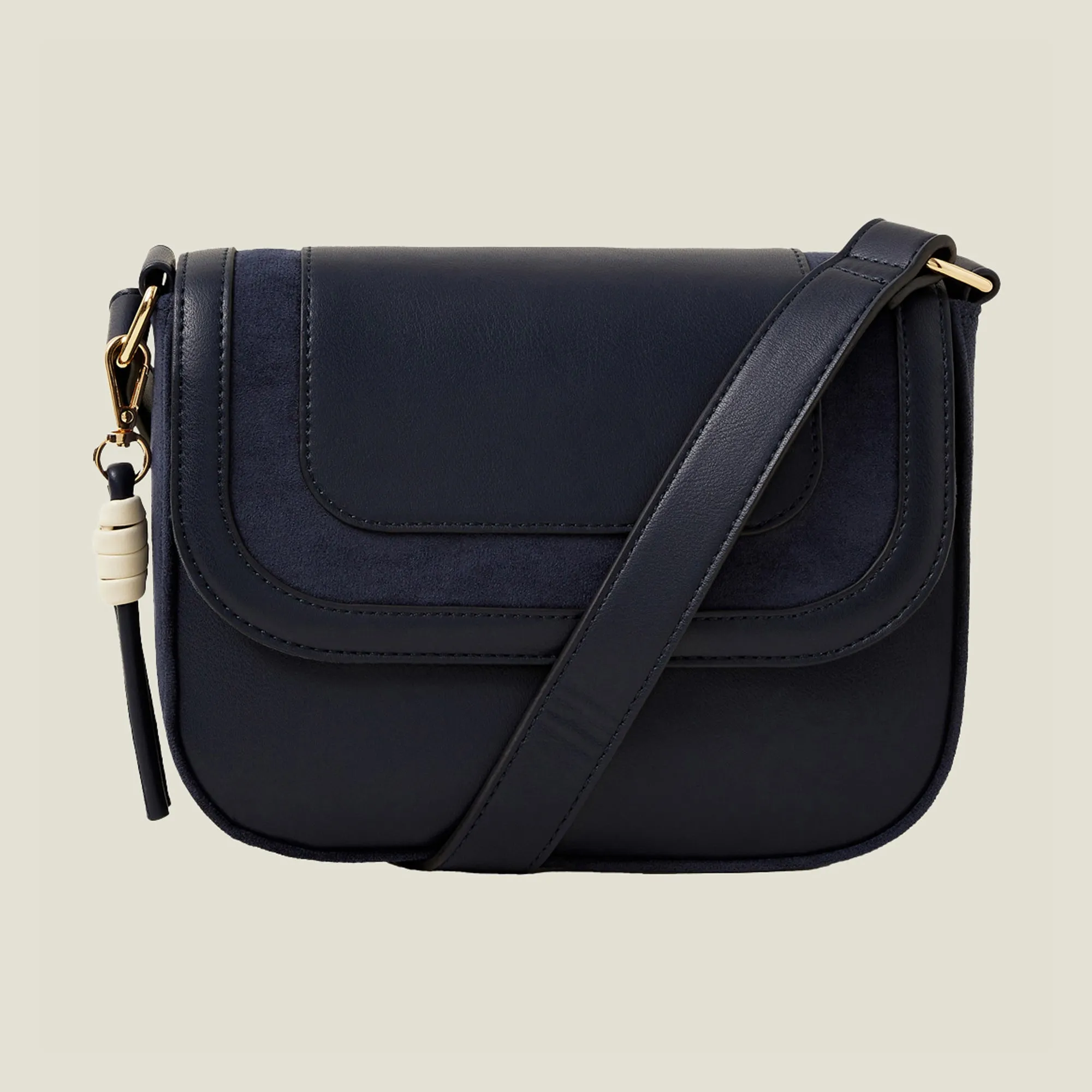 Accessorize London Women's Blue Suedette Flap Sling Bag