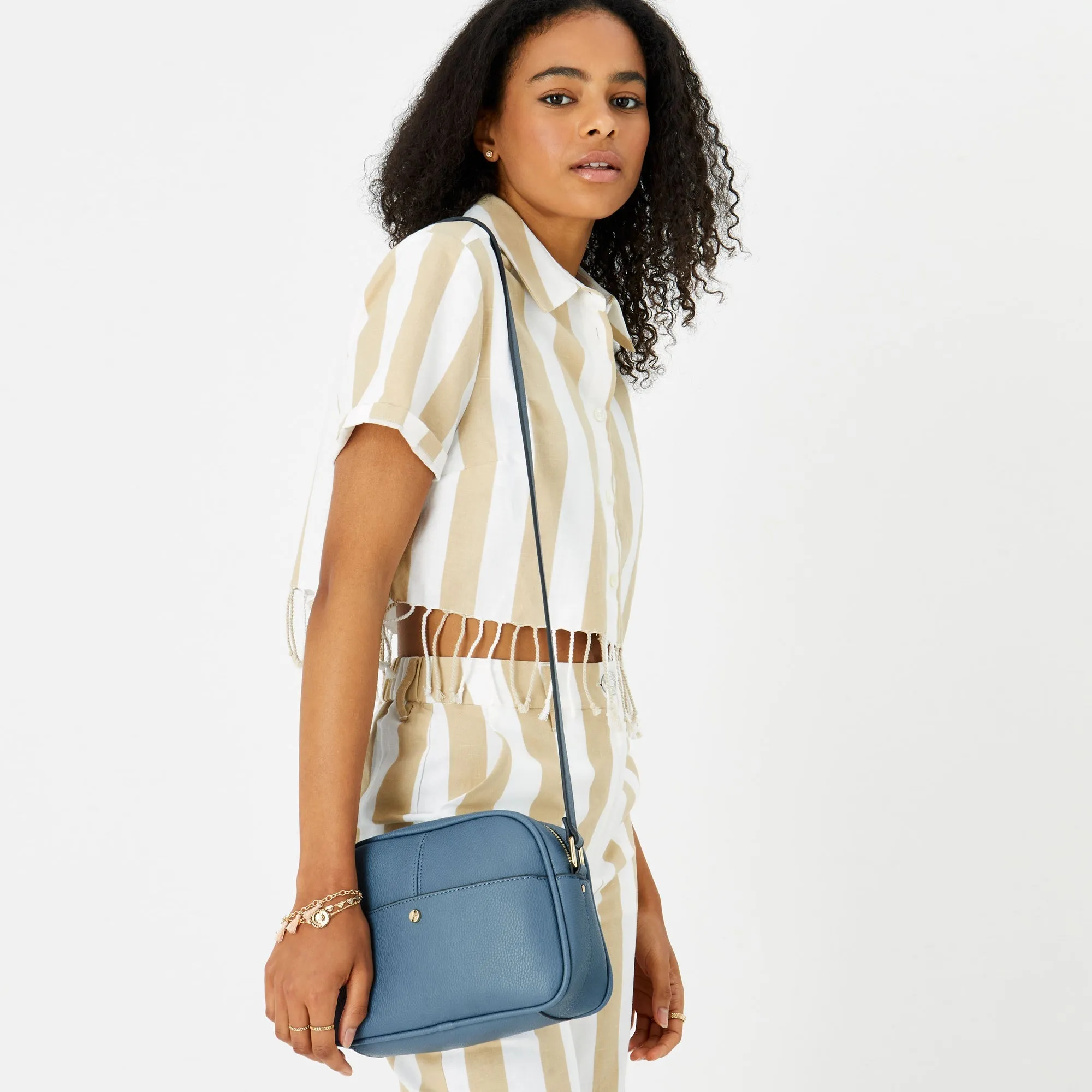 Accessorize London Women'S Faux Leather Blue Abby Sling Bag