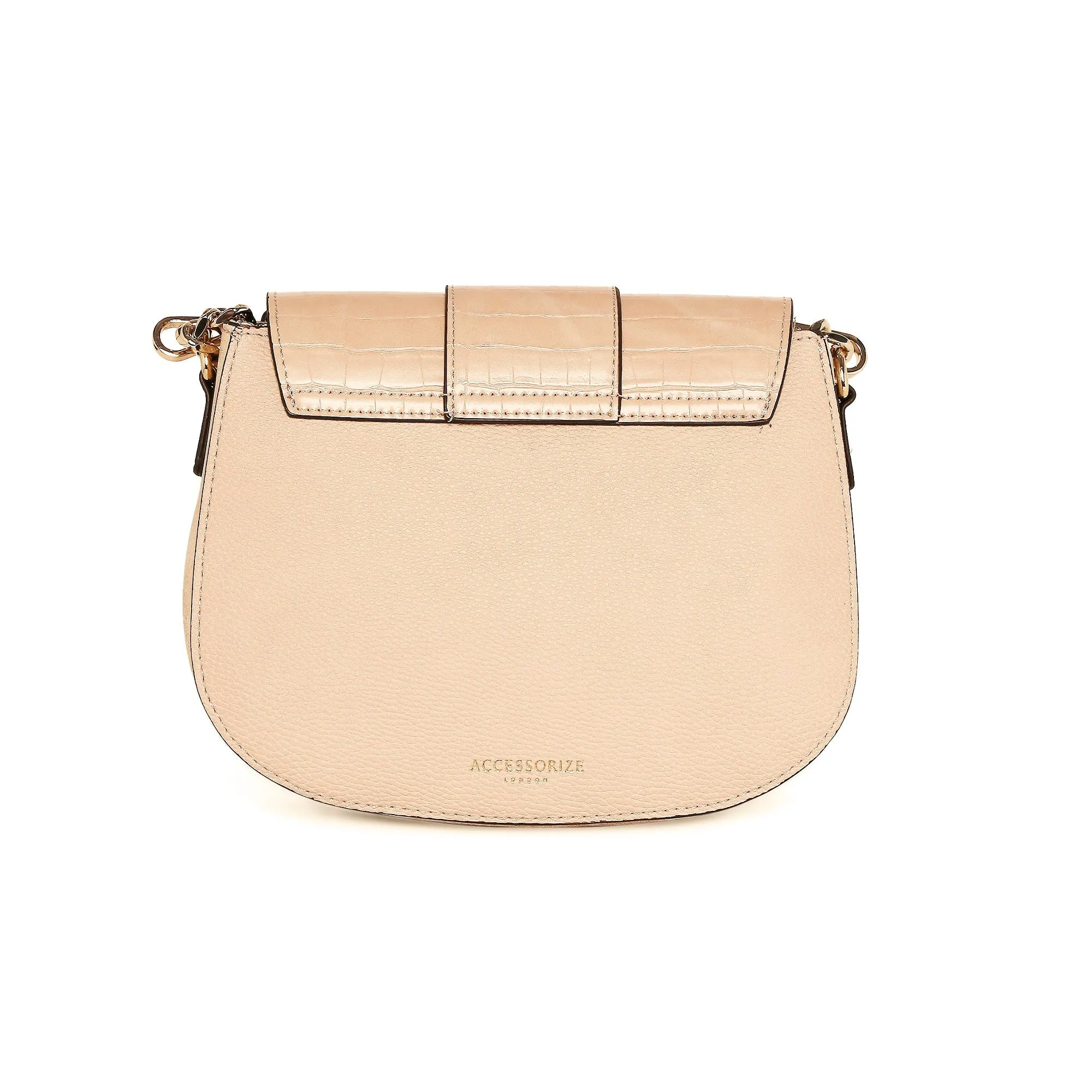 Accessorize London women's Faux Leather Pink Buckle Saddle Shoulder & Sling bag