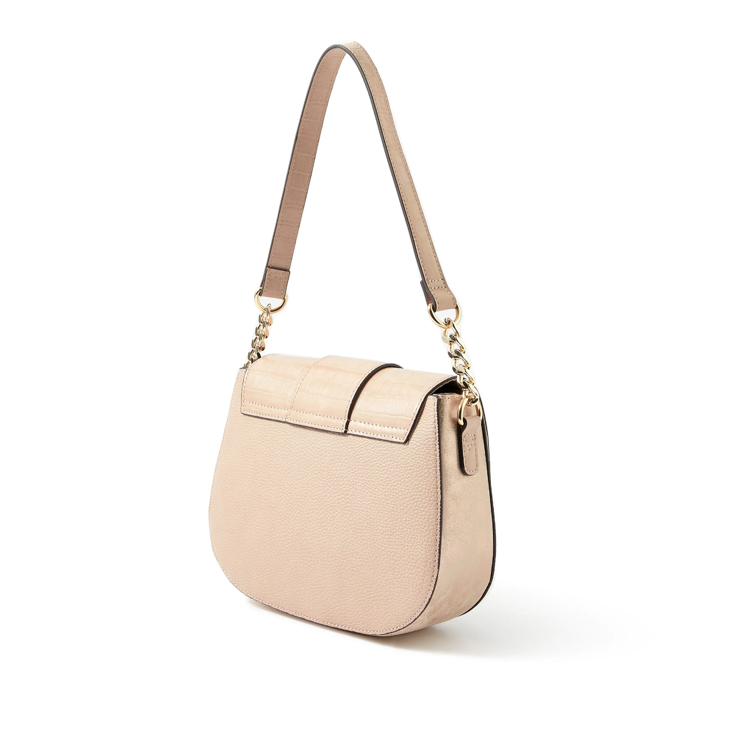Accessorize London women's Faux Leather Pink Buckle Saddle Shoulder & Sling bag