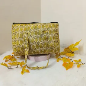 Barrel Handbags Yellow Diamond And Stripes Design.