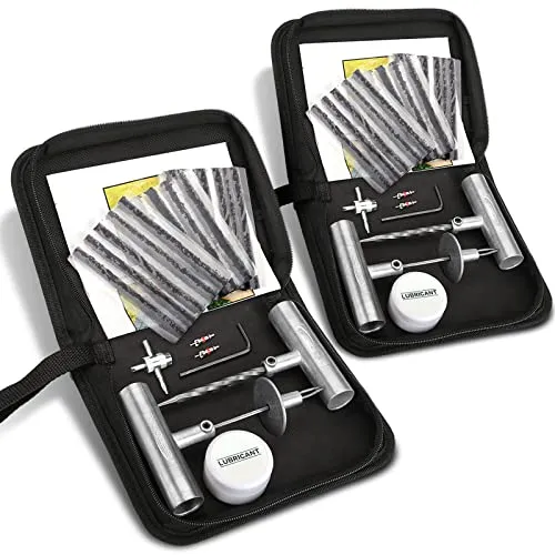 BETOOLL Universal Tire Repair Kit, Heavy Duty Sets of 2-24pcs Emergency Tire Plug Kit, for car Motorcycle, Truck, ARB，ATV, Tractor, RV, SUV, Trailer