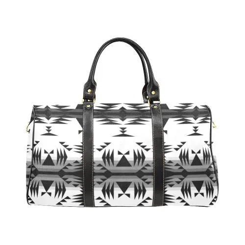 Between the Mountains White and Black Waterproof Travel Bag