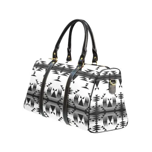 Between the Mountains White and Black Waterproof Travel Bag