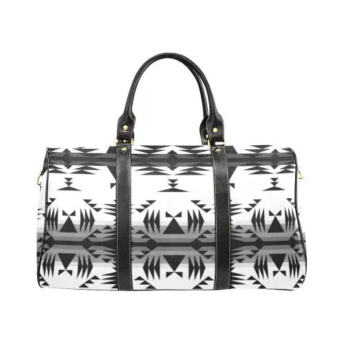 Between the Mountains White and Black Waterproof Travel Bag