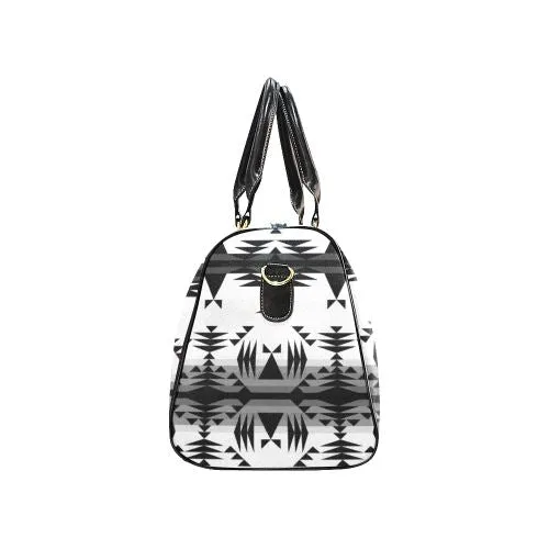 Between the Mountains White and Black Waterproof Travel Bag