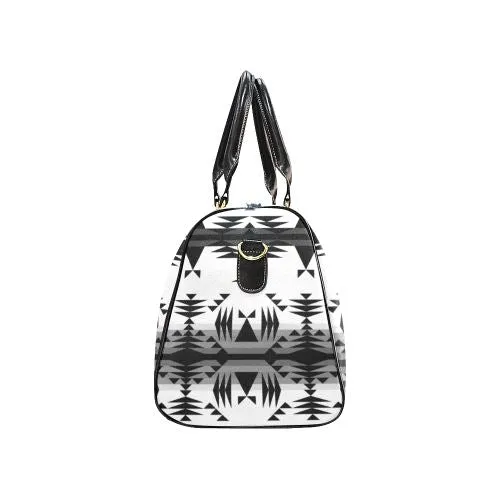 Between the Mountains White and Black Waterproof Travel Bag