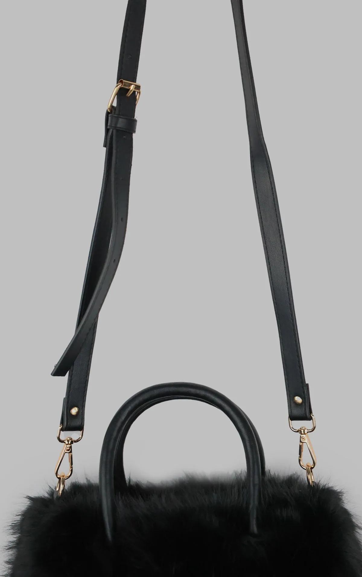 Black Faux Fur Hand Bag