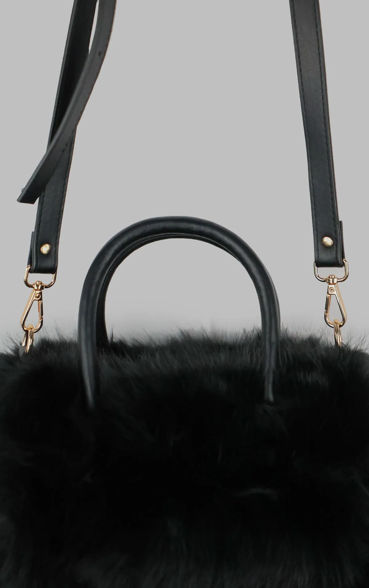 Black Faux Fur Hand Bag