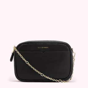 BLACK SNAKE EMBOSSED LEATHER CLARA CROSSBODY BAG