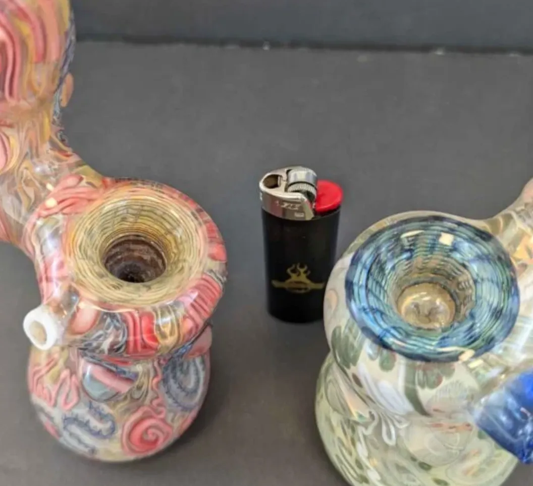 Blue Bird Glass Inside Out Sherlock Double Blown Bubbler
