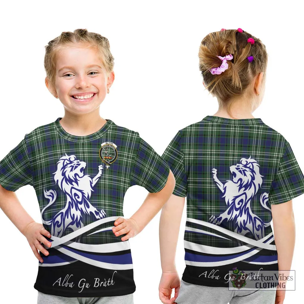 Blyth Tartan Kid T-Shirt with Alba Gu Brath Regal Lion Emblem