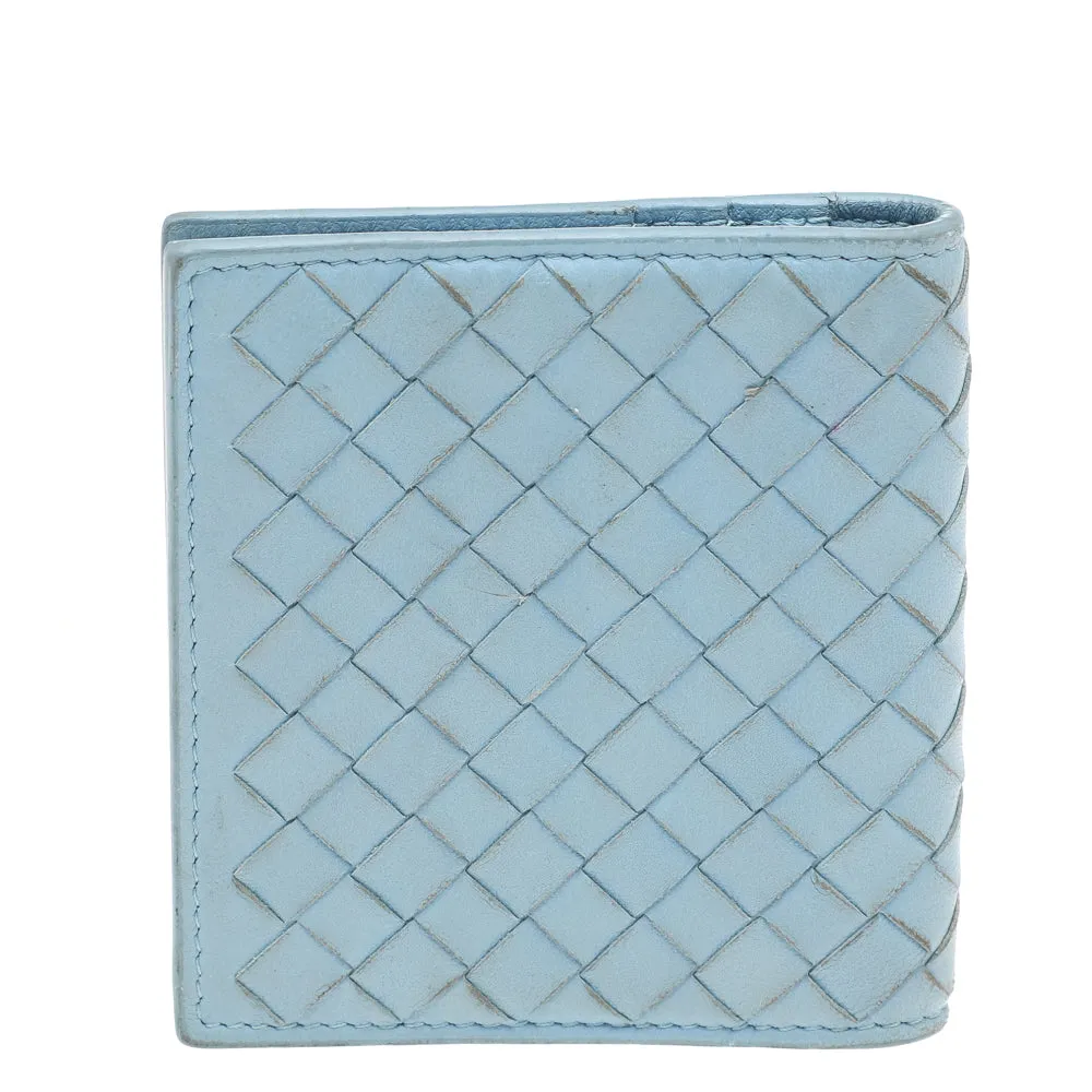 Bottega Veneta Light Blue Intrecciato Leather Wallet..