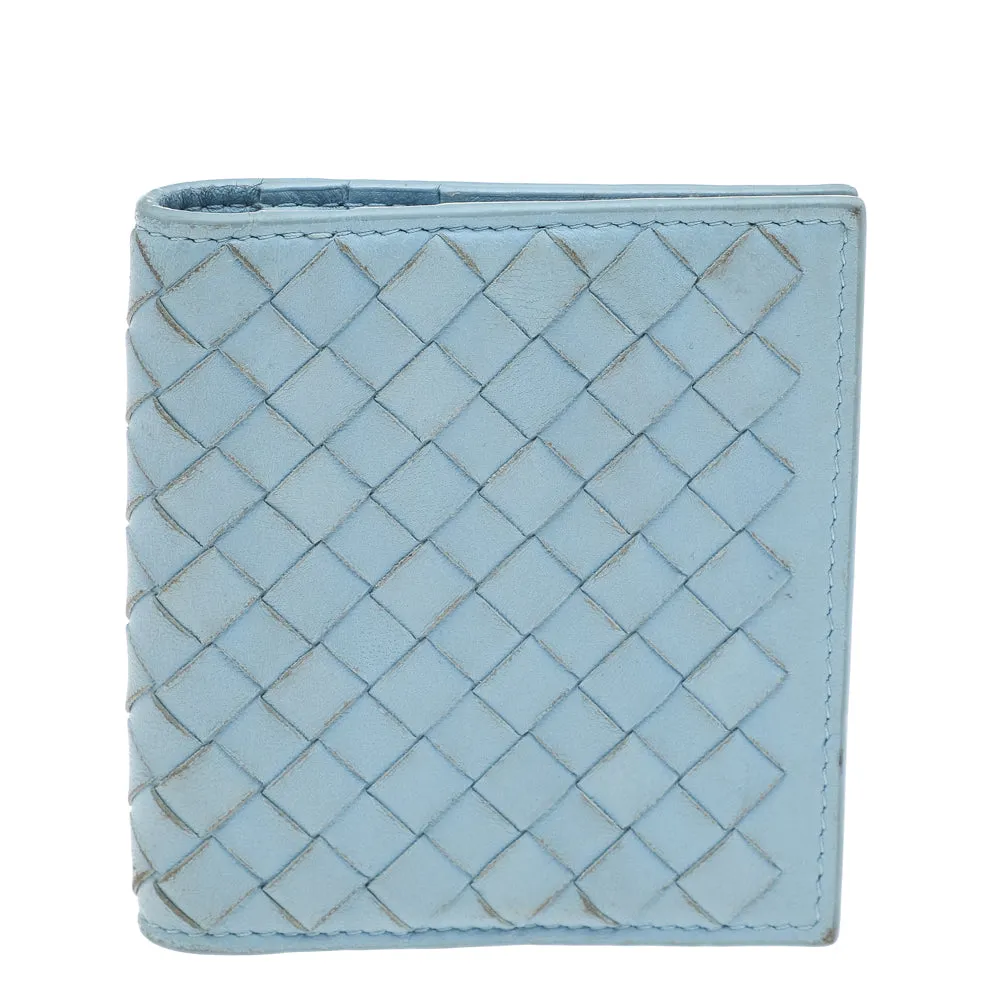 Bottega Veneta Light Blue Intrecciato Leather Wallet..