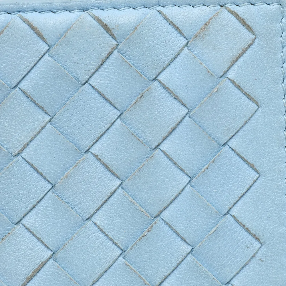 Bottega Veneta Light Blue Intrecciato Leather Wallet..