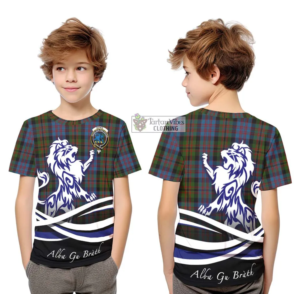 Bowie Tartan Kid T-Shirt with Alba Gu Brath Regal Lion Emblem