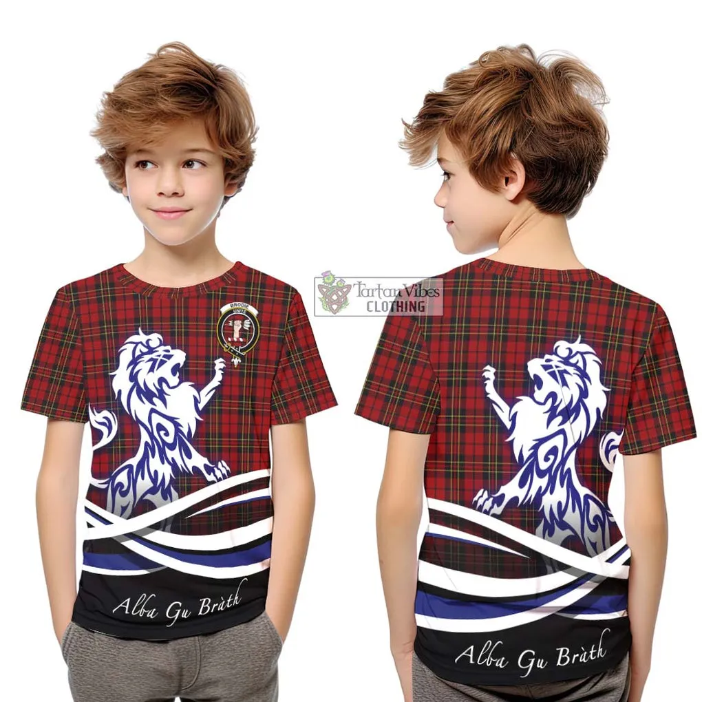 Brodie Tartan Kid T-Shirt with Alba Gu Brath Regal Lion Emblem