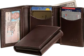 Brown Premium Leather Trifold Wallet With ID Window