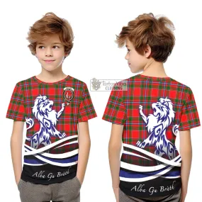 Butter Tartan Kid T-Shirt with Alba Gu Brath Regal Lion Emblem