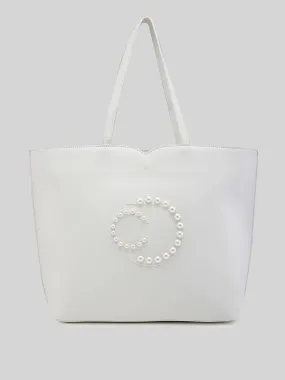 Caprese Pink Cloud Tote Medium Solid Women's Office Handbag White