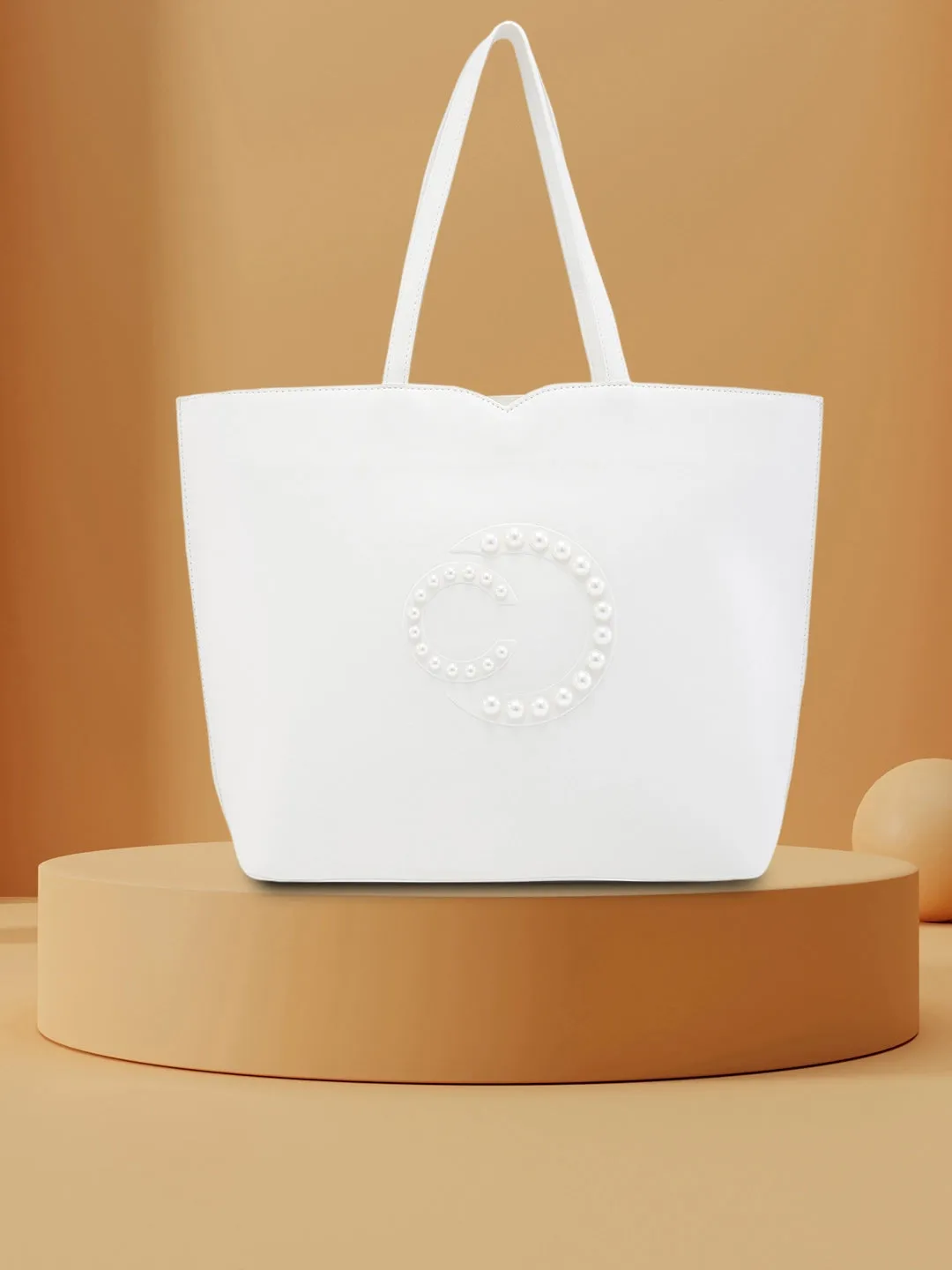 Caprese Pink Cloud Tote Medium Solid Women's Office Handbag White