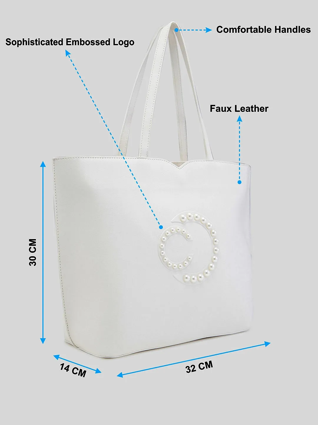 Caprese Pink Cloud Tote Medium Solid Women's Office Handbag White