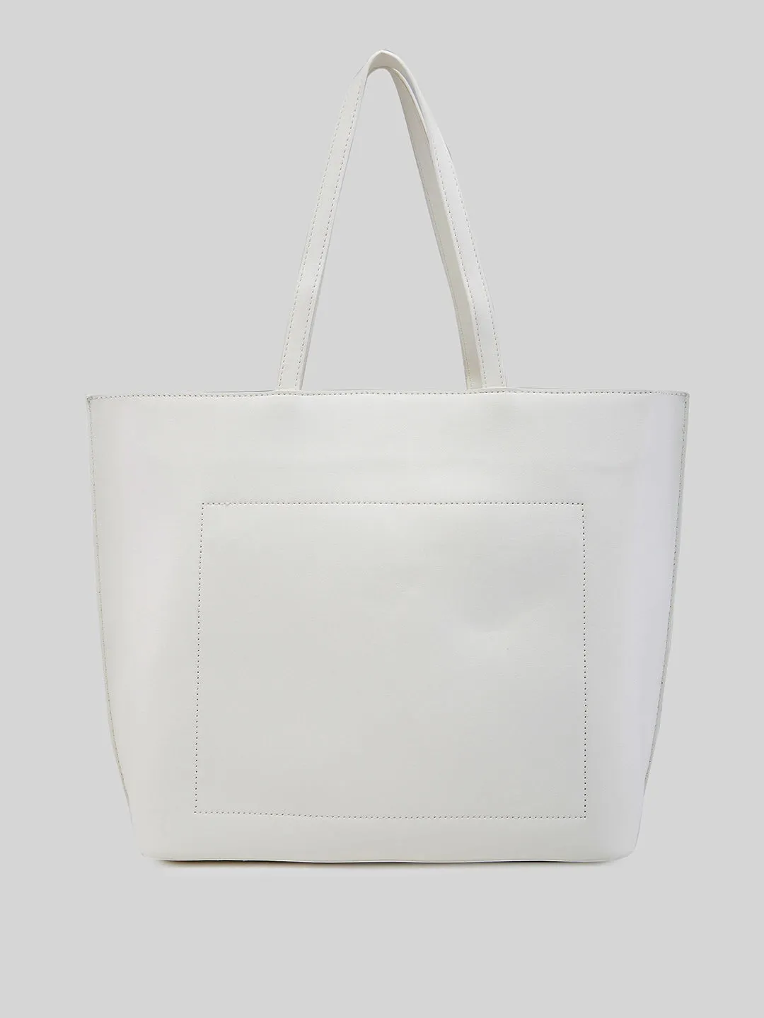 Caprese Pink Cloud Tote Medium Solid Women's Office Handbag White
