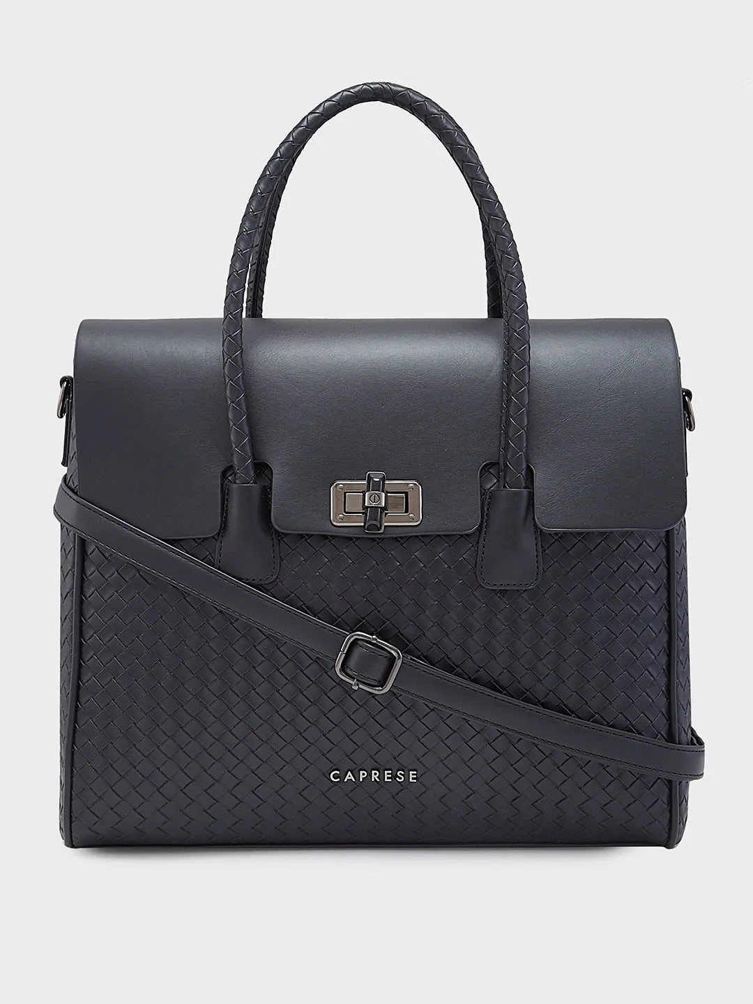 Caprese Renee Satchel Medium Checkered Womens Handbag Black