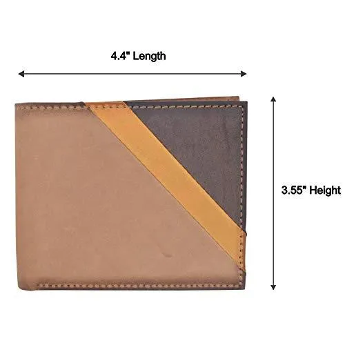 Cazoro Men's Slim Pocket Hunter Leather Bifold Travel Credit Card thin Wallet RFID Safe RFID611299