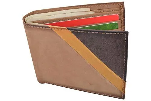 Cazoro Men's Slim Pocket Hunter Leather Bifold Travel Credit Card thin Wallet RFID Safe RFID611299