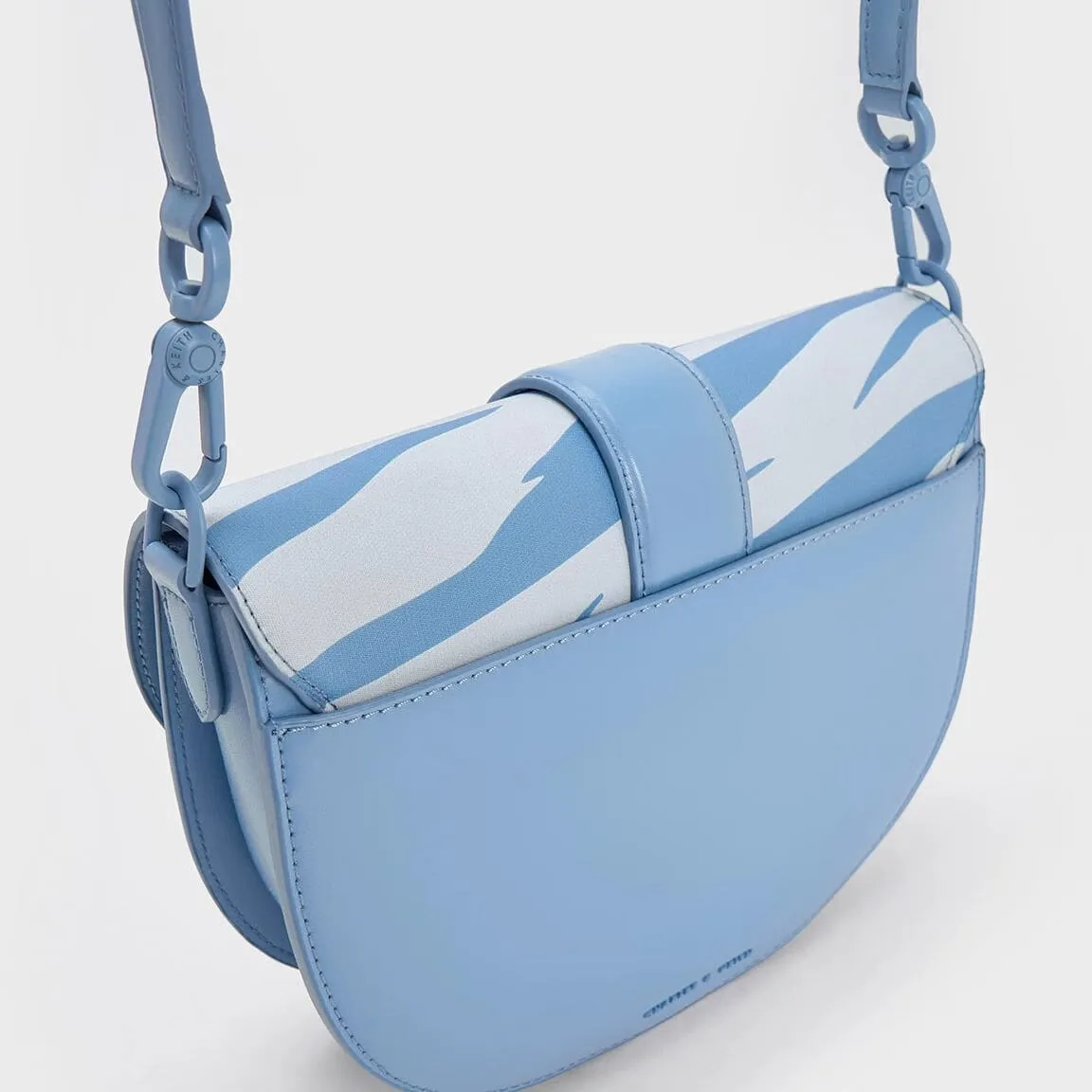 Charles & Keith Gabine Saddle Bag Zebra Print (Blue)