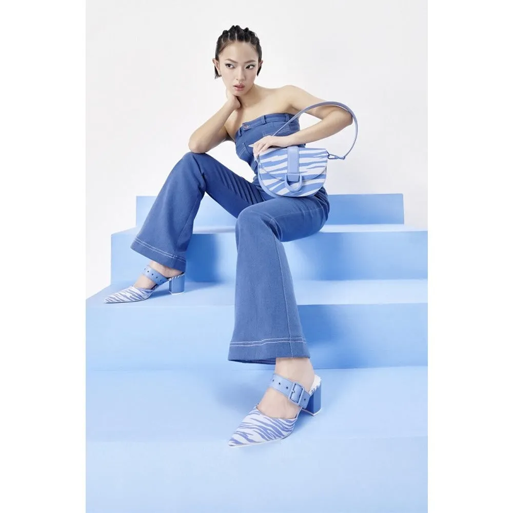 Charles & Keith Gabine Saddle Bag Zebra Print (Blue)