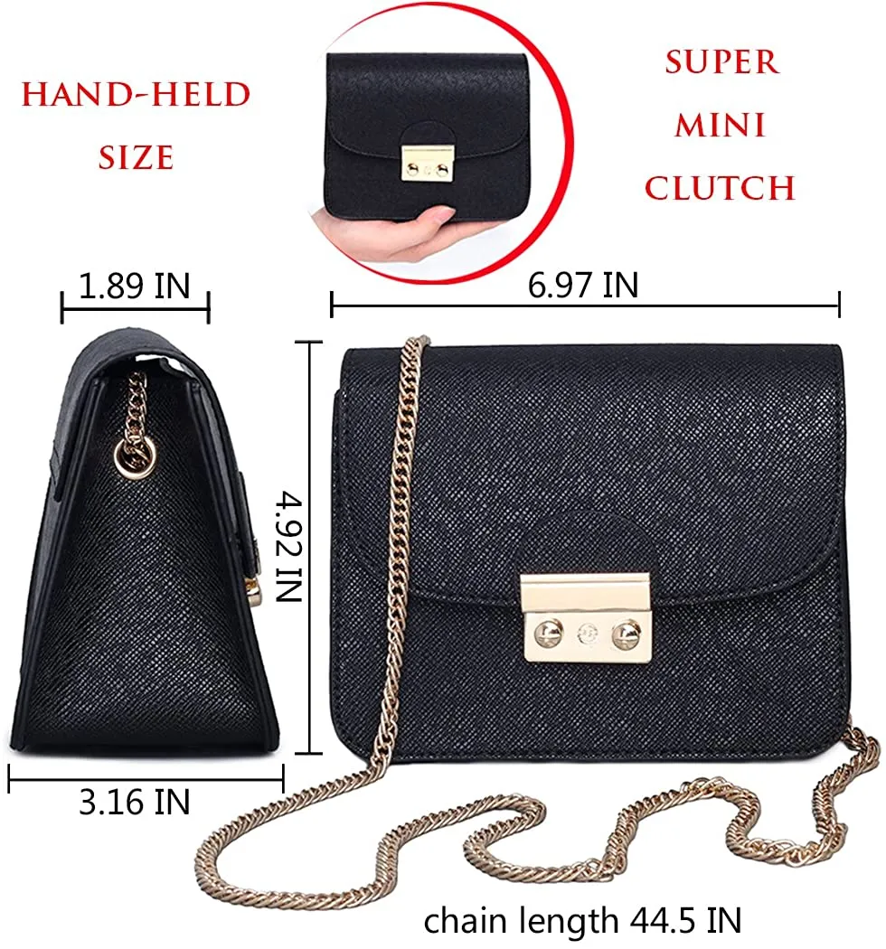 Chic Gold Crossbody Evening Clutch Style Chain Mini Purse