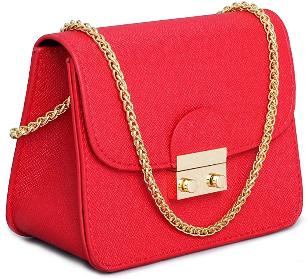 Chic Gold Crossbody Evening Clutch Style Chain Mini Purse