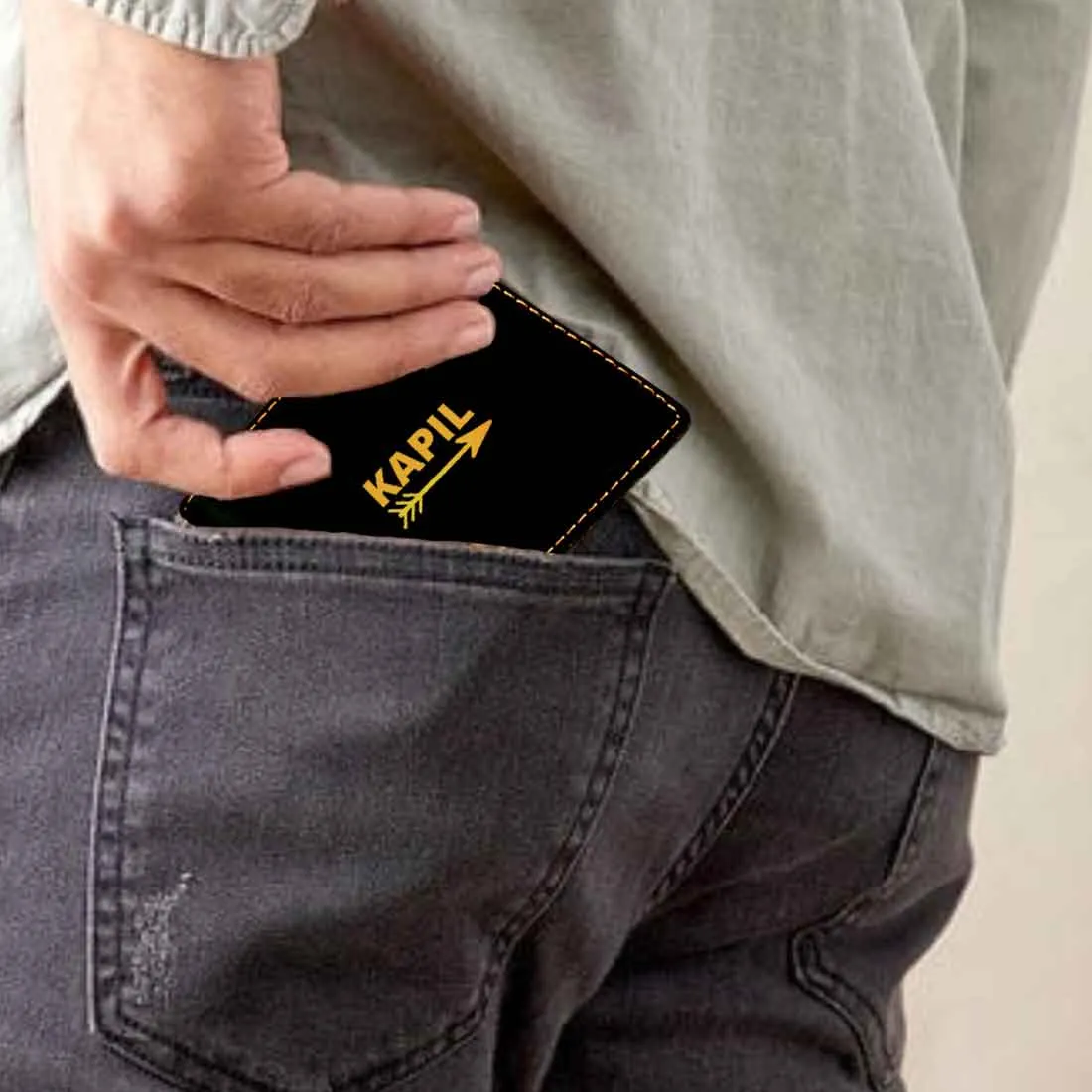 Customized Wallets With Name for Men Faux Leather Gents Purse - Arrow