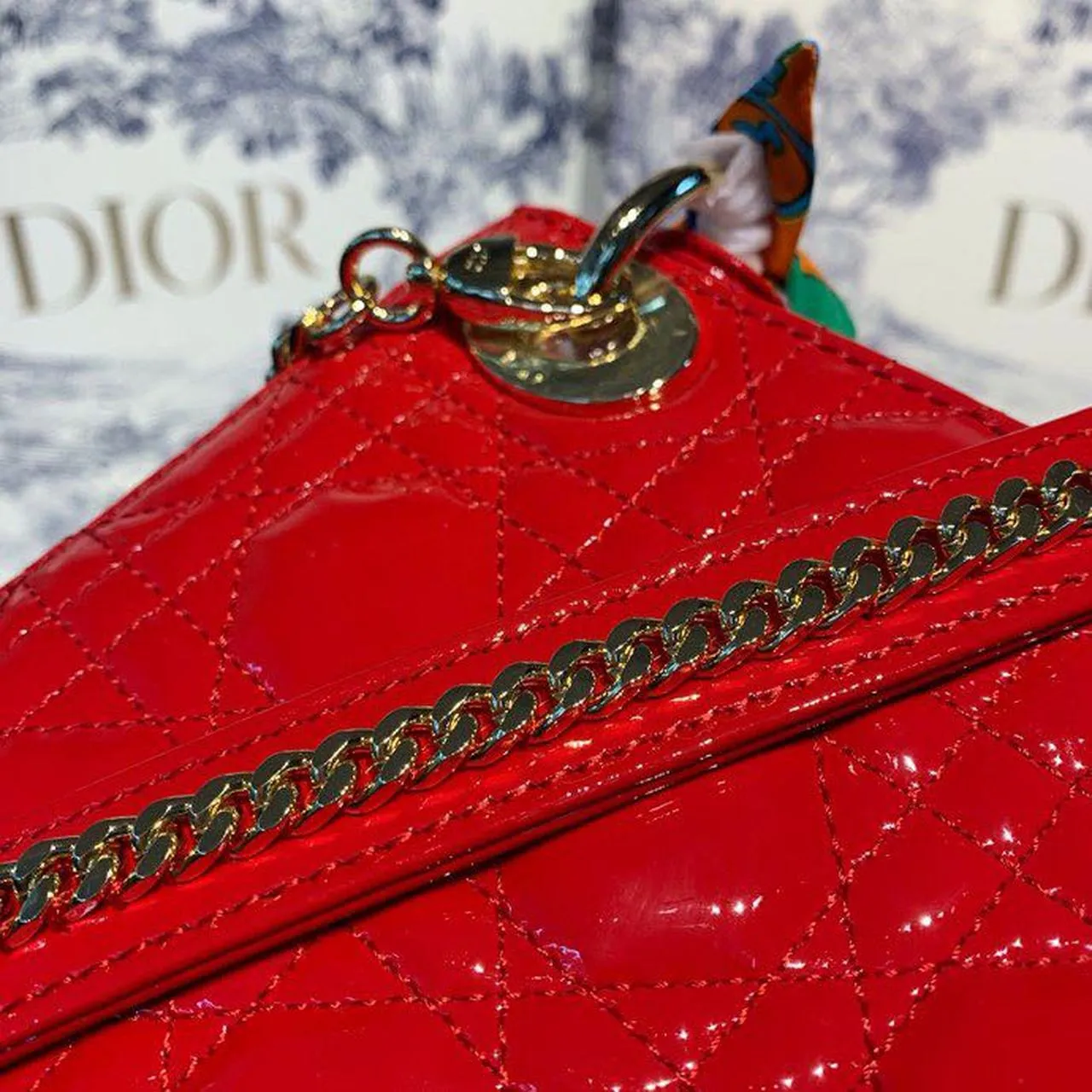 DI Mini Lady Bag with Chain Silver Hardware Spring/Summer Collection, Red, For Women Women’s Handbags, 18cm CD