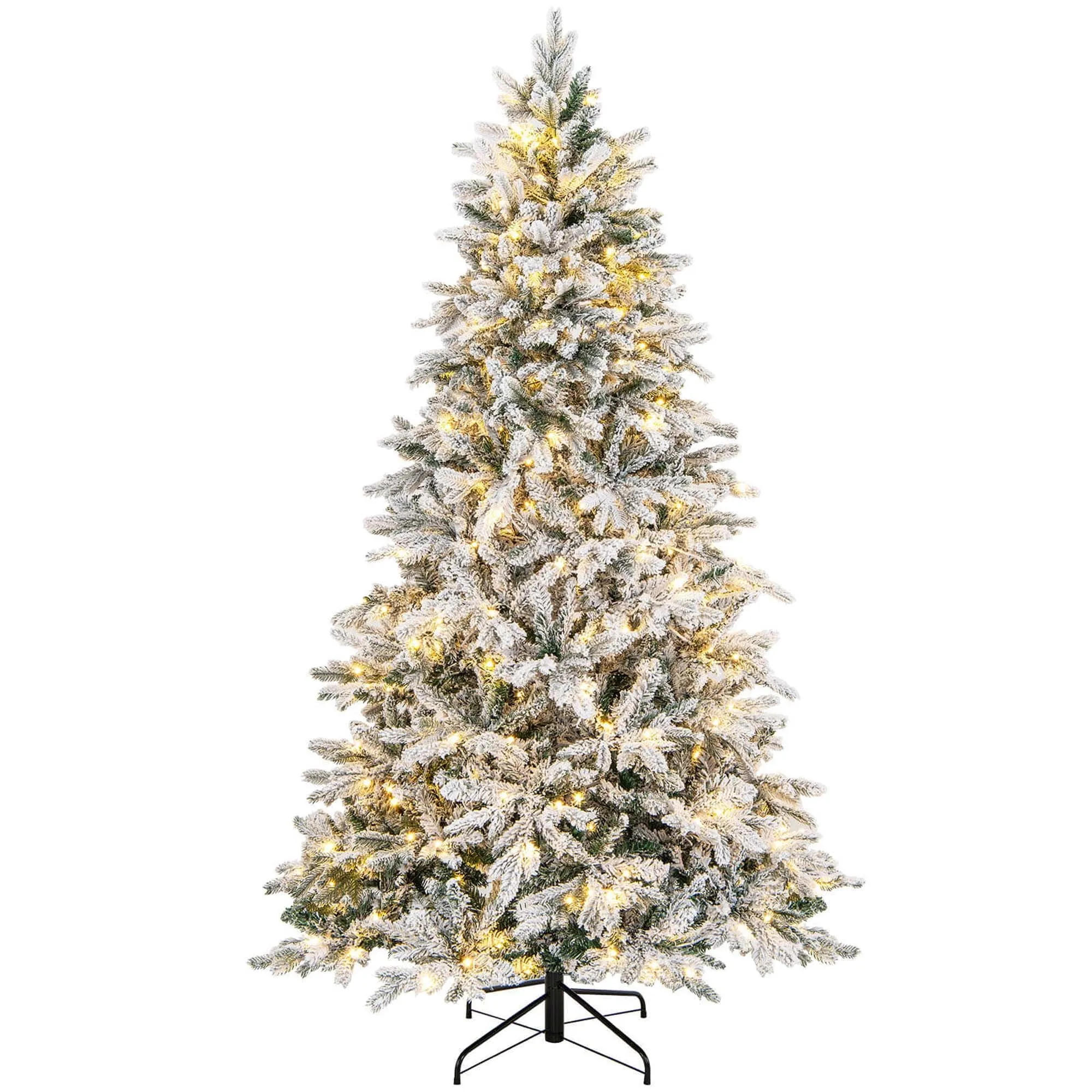 essential 4.5 FT Pre-Lit Flocked Christmas Tree Hinged w/ 120 LED Lights & 757 Branch Tips 7' 7'