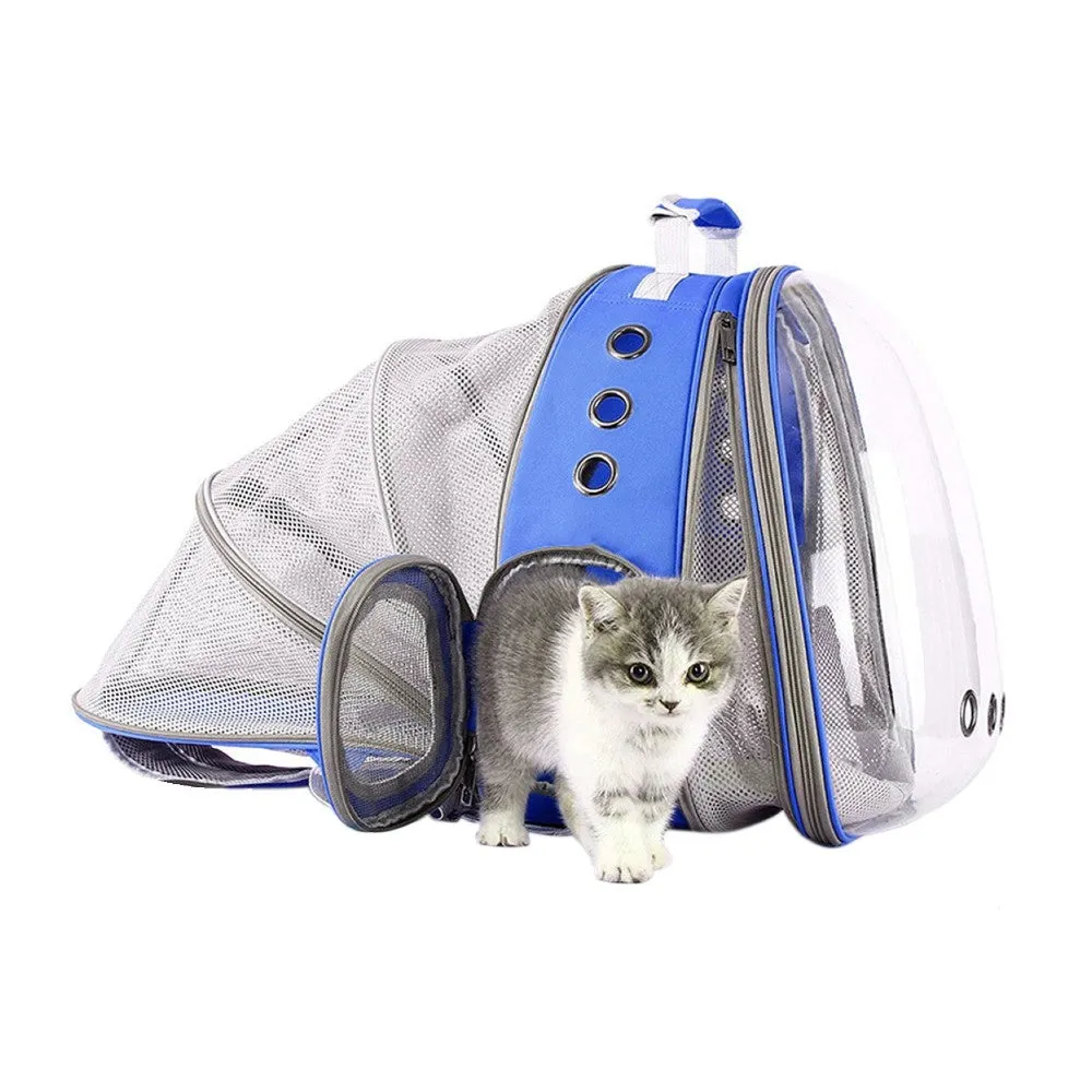 Expandable Space Capsule Pet Backpack, Waterproof, Blue - Floofi