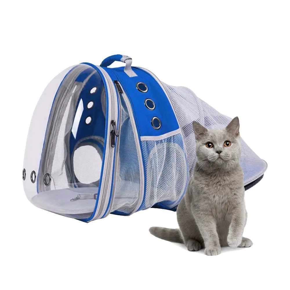 Expandable Space Capsule Pet Backpack, Waterproof, Blue - Floofi
