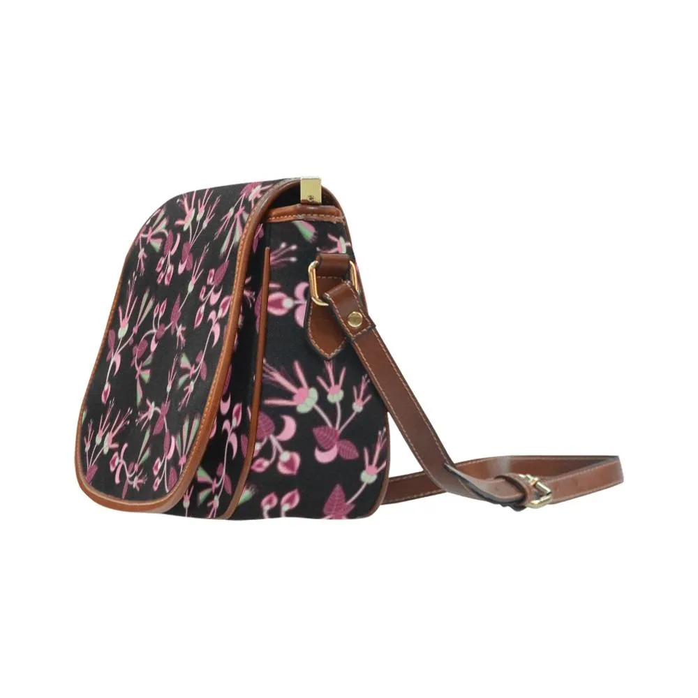 Floral Green Black Saddle Bag/Small