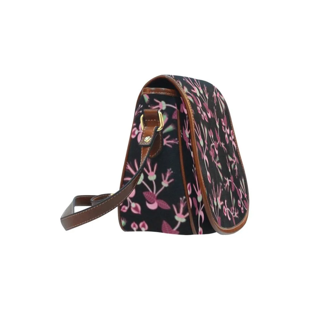 Floral Green Black Saddle Bag/Small