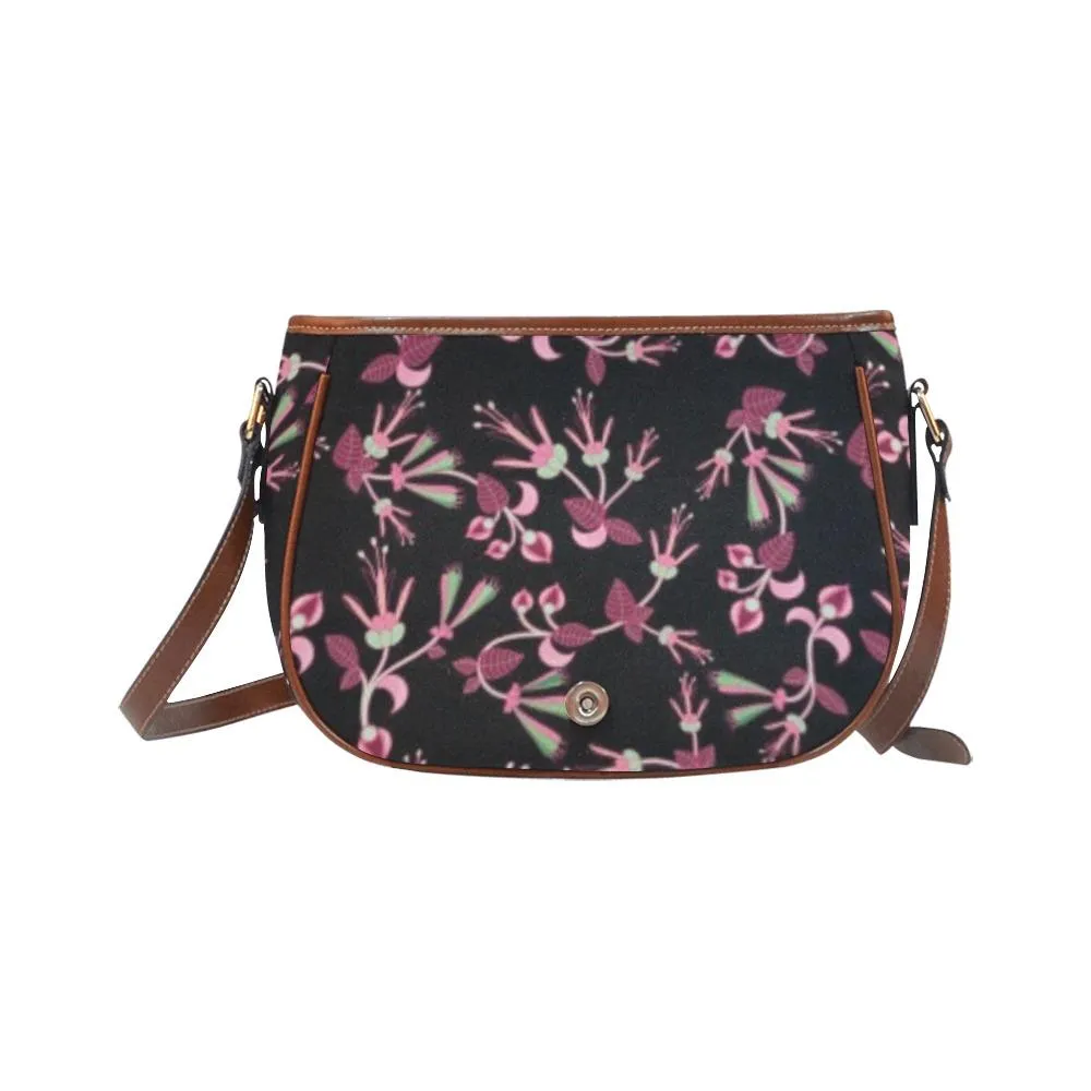 Floral Green Black Saddle Bag/Small